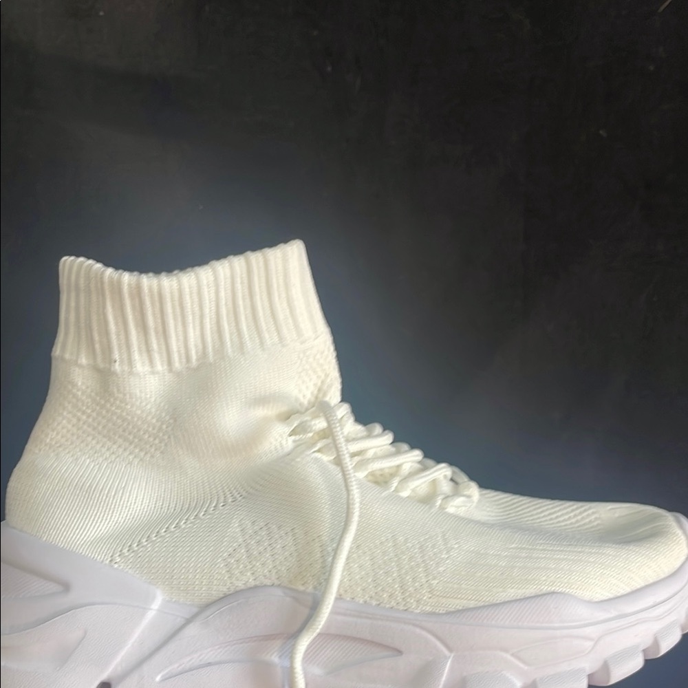 SHEIN White Knit High-Top Sneakers